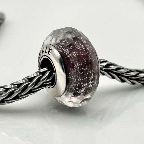 PANDORA Fascinating Dark Sugar Plum Facet Glass Charm ALE 925S Authentic - Picture 4 of 6